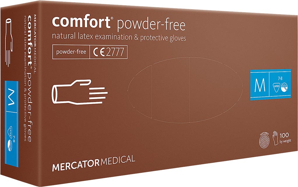 Rękawice lateksowe 8% vat MERCATOR MEDICAL - RMM-COMFORT-PF RMM-COMFORT-PF