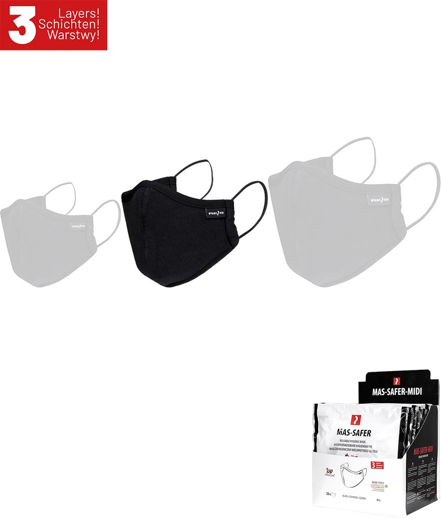 Maseczka higieniczna wielokrotnego użytk REIS - MAS-SAFER-MIDI MAS-SAFER-MIDIB