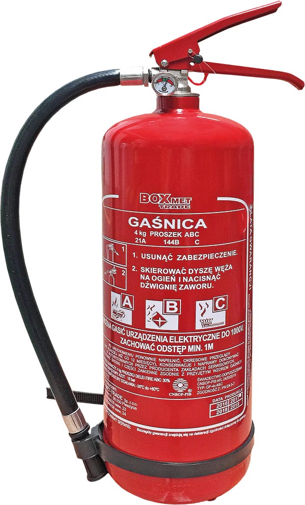 Gaśnica proszkowa 4 kg BOXMET TRADE - BX-GP-4XABC-O BX-GP-4XABC-O