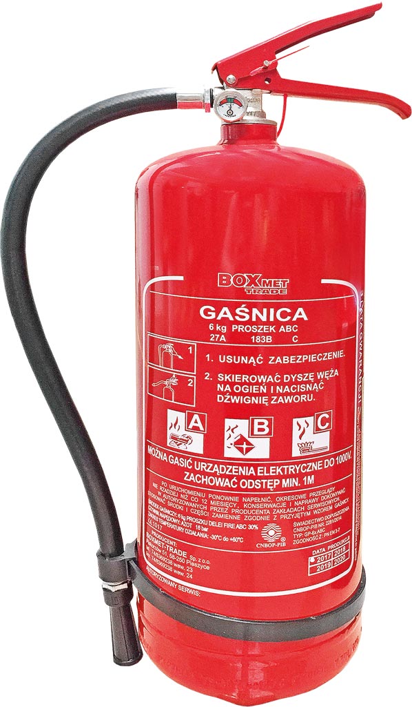 Gaśnica proszkowa 6 kg BOXMET TRADE - BX-GP-6XABC-N BX-GP-6XABC-N