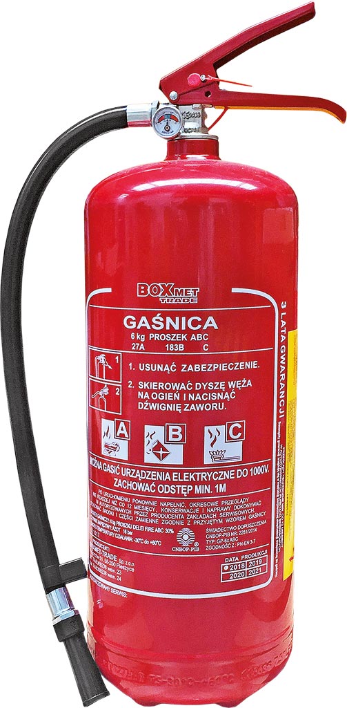 Gaśnica proszkowa 6 kg BOXMET TRADE - BX-GP-6XABC-O-E BX-GP-6XABC-O-E