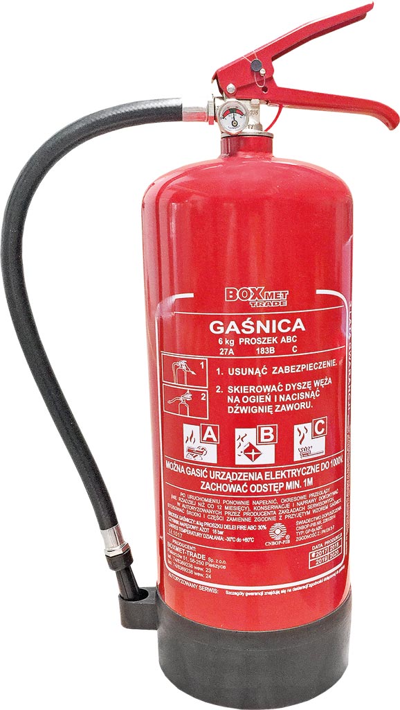 Gaśnica proszkowa 6 kg BOXMET TRADE - BX-GP-6XABC-P-E BX-GP-6XABC-P-E