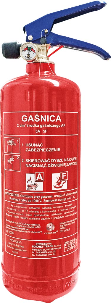 Gaśnica pianowa, gastronomiczna 2 kg BOXMET LTD. - BX-GWP-2XAF BX-GWP-2XAF