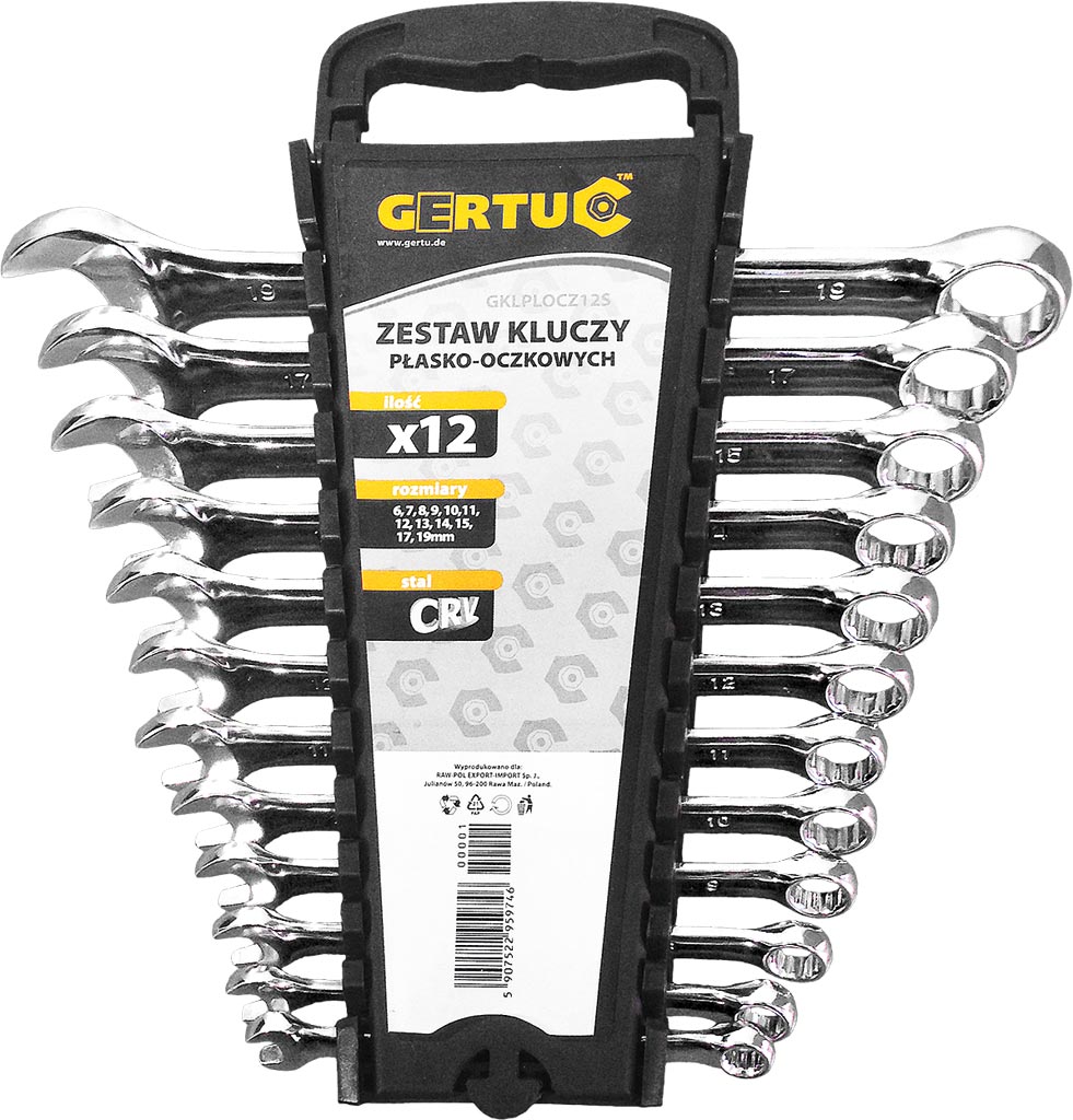 Zestaw kluczy płasko-oczkowych GERTU - GKLPLOCZ12S GKLPLOCZ12S