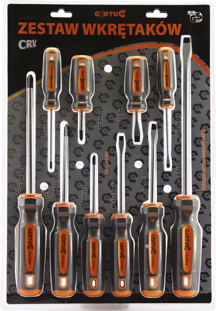 Zestaw wkrętaków GERTU - GWKR10S GWKR10S
