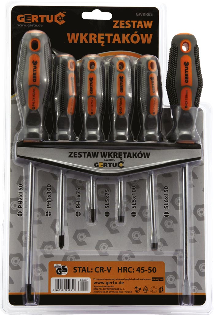 Zestaw wkrętaków GERTU - GWKR6S GWKR6S Zestaw wkrętaków GERTU - GWKR6S GWKR6S