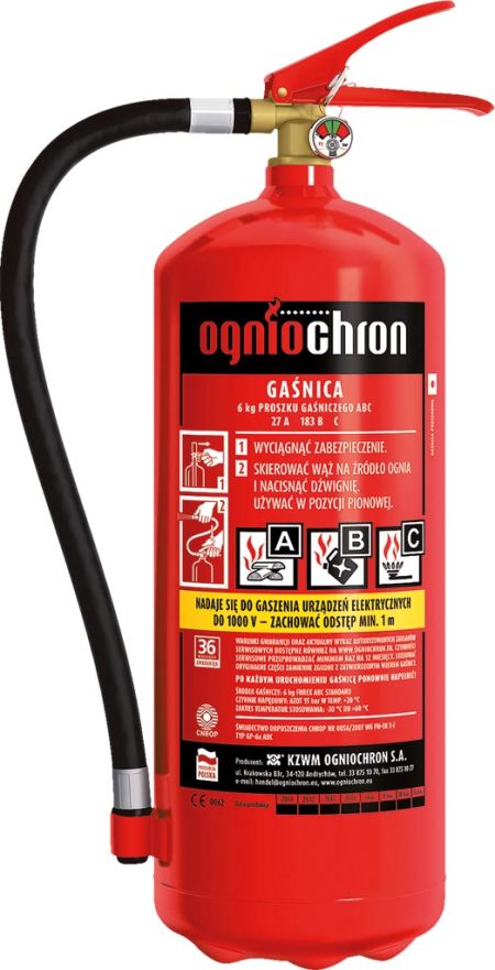 Gaśnica proszkowa 6 kg OGNIOCHRON - OGP-6XABC-E OGP-6XABC-E