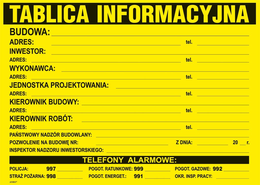 Znak bezpieczeństwa ANRO - ZZ-B1 ZZ-B1