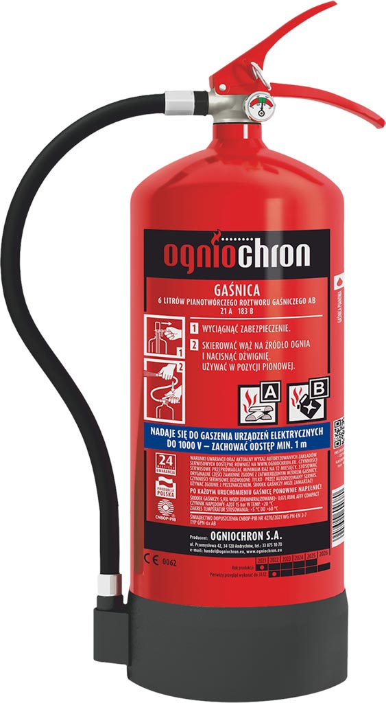 Gaśnica pianowa 6 kg OGNIOCHRON - OGPN-6XAB-MP OGPN-6XAB-MP