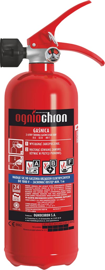 Gaśnica pianowa, gastronomiczna 2 kg OGNIOCHRON - OGWG-2XABF OGWG-2XABF